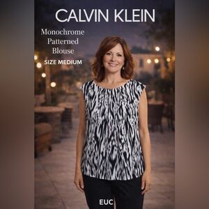 Calvin Klein Monochrome Patterned Sleeveless Blouse